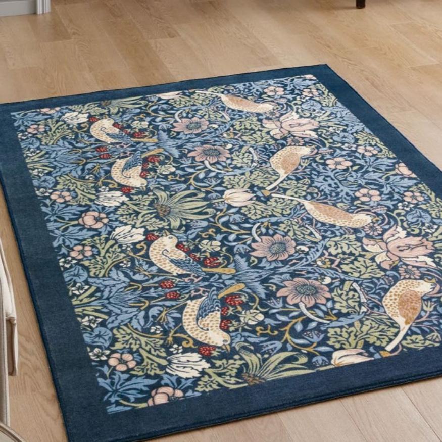 【ウィリアムモリス好きに】トルコラグ　43×63　ヴィンテージラグ　MS028 William Morris ウィリアムモリス オックス生地 WANDLE ワンドル
