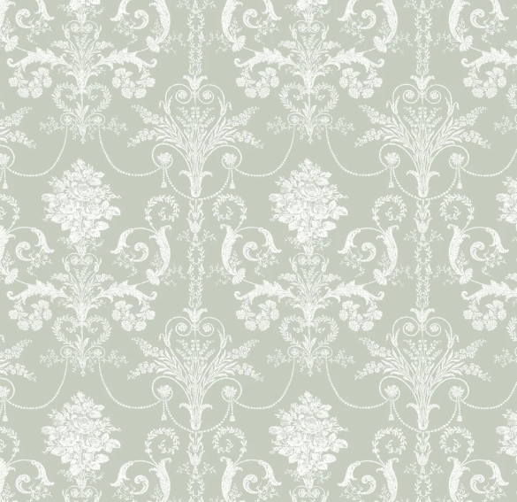壁紙 ローラアシュレイ 130114 Josette Sage Green グリーン ダマスク