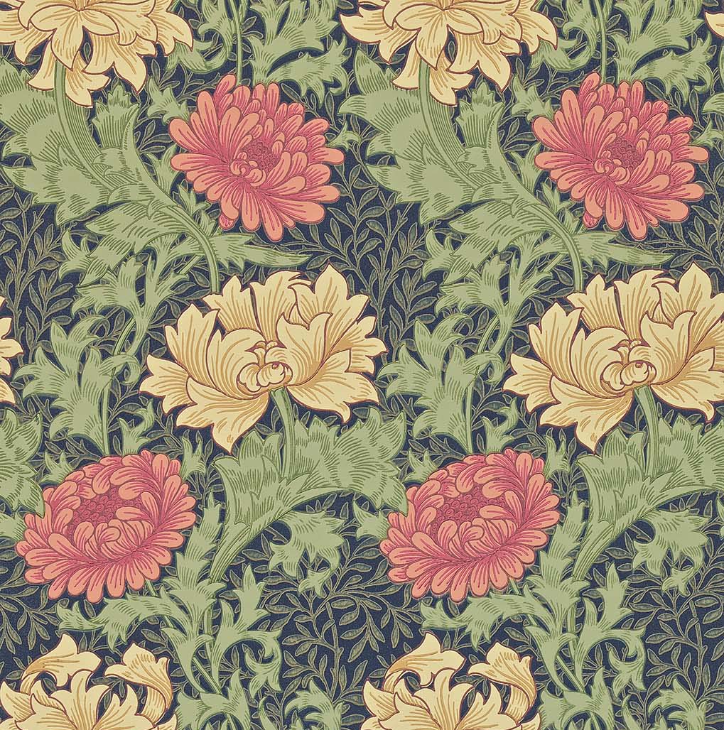 壁紙 Chrysanthemum クリサンテマム 品番:212545,212546,212548,212549 Morris Archive Collections Ⅱ