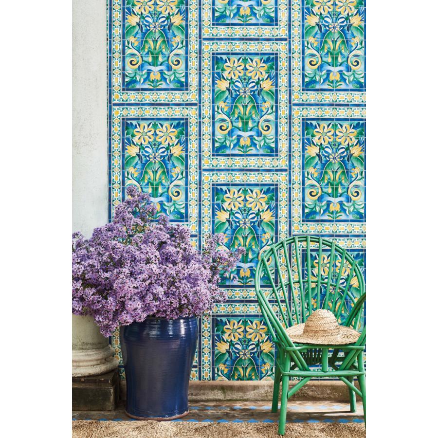 タイル風 モザイク風 花 フラワー 植物 スペイン 南国 Cole&Son コールアンドサン 貼り換え リノベ DIY 自分で 不織布 テシード 短納期