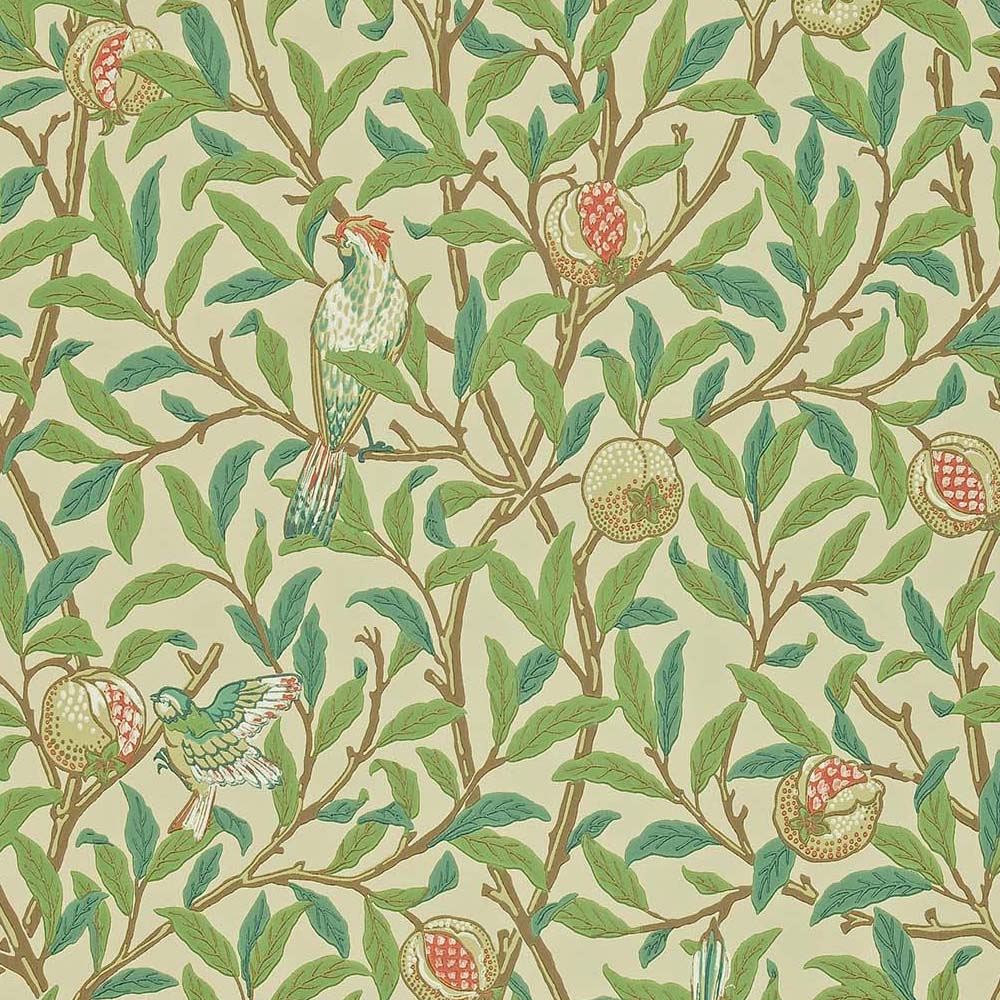 ウィリアム モリス 壁紙 バード&ポメグラネイト 鳥とザクロ Bird & Pomegranate MORRIS Archive Collections Ⅱ 品番:216867/212537,216820/212538,216841/212539,216815/212540