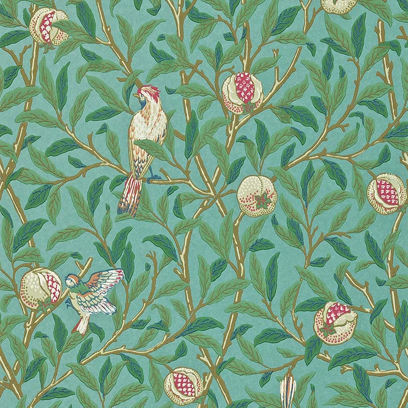 ウィリアム モリス 壁紙 バード&ポメグラネイト 鳥とザクロ Bird & Pomegranate MORRIS Archive Collections Ⅱ 品番:216867/212537,216820/212538,216841/212539,216815/212540