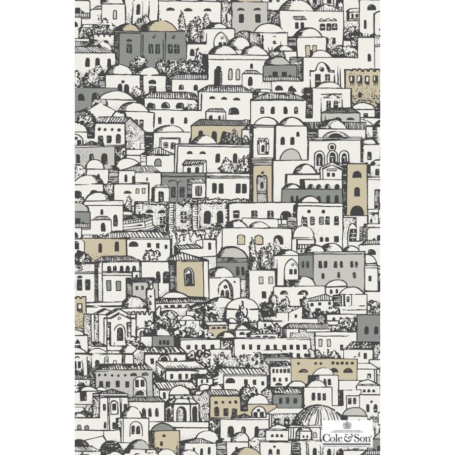 地中海沿岸 街並み 風景 家々 絵本風 フォルナセッティ Cole＆Son コール&サン 貼り換え リノベ DIY 自分で 不織布 テシード 短納期