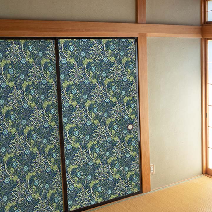 【送料無料】ウィリアムモリス柄 ふすま紙 97cm×2ｍ 2枚 シーウィード