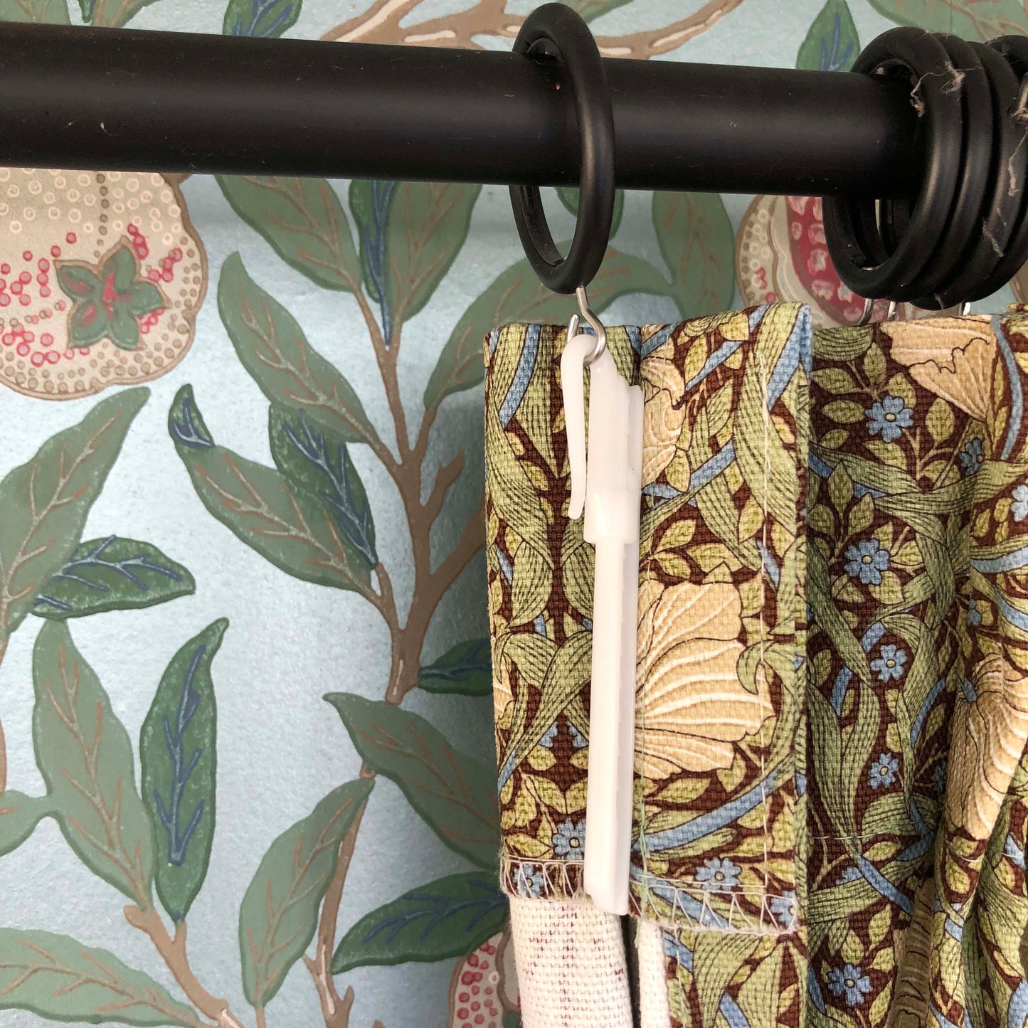 カーテン モリス柄 裏地なし 横幅100cm×2枚 選べる丈150cm 180cm 200cm 2倍ヒダ