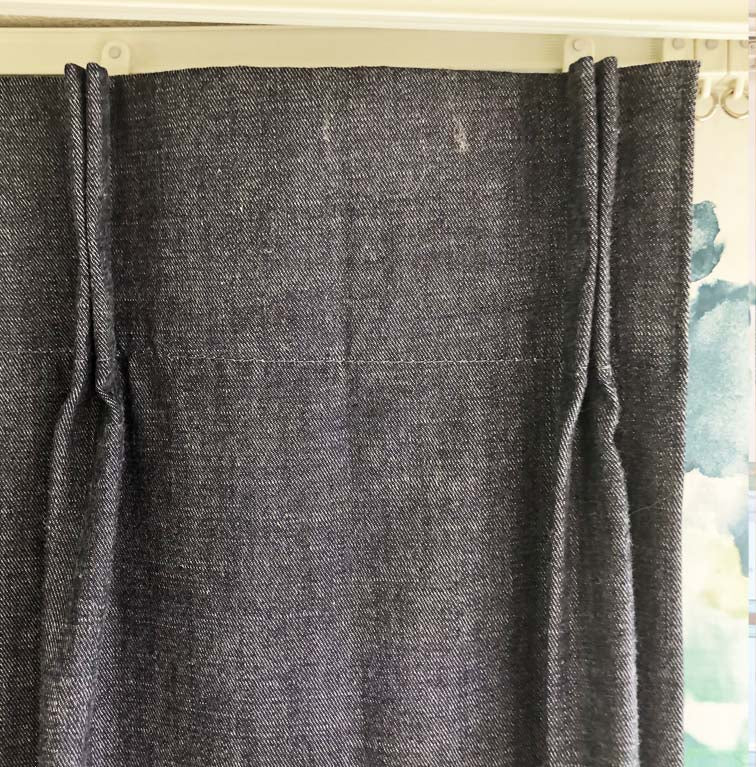 カーテン デニム おしゃれ ドレープカーテン denim 井原 デニム 岡山 本物のデニム 青 ブルー ジーンズ 2倍ヒダ