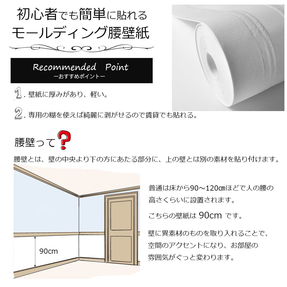 送料無料 モールディング腰壁紙はじめてセット  rasch  1ロール（90cm×10m）+道具付き 118414 期間限定セール