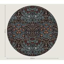 画像をギャラリービューアに読み込む, ラグ モリスクロニクルズ 円形 カーペット サークル サンゲツ ウィリアムモリス ブラックソーン  敷物 絨毯  ボタニカル 200cm 高級
